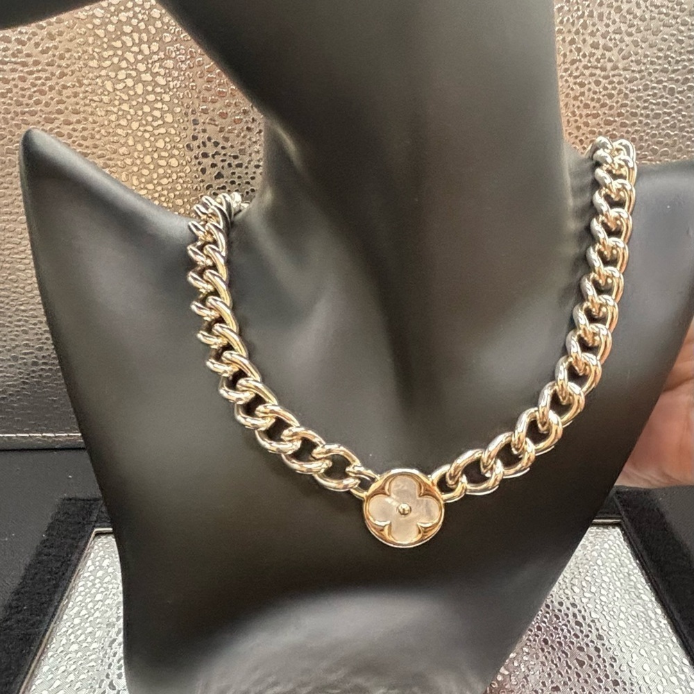 Elegant Gold Mother Of Pearl Charm Necklace